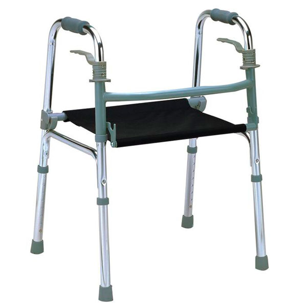 Andador plegable con asiento de lona