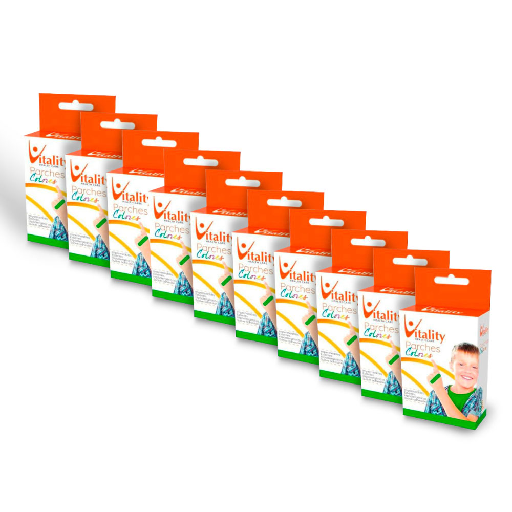 KIT PARCHES INFANTILES DE COLORES VITALITY (10 CAJAS)