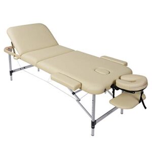 Camilla plegable Crema con Bolso para Masajes  de Aluminio Vitality